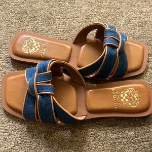 NWOT Vince Camuto Denim & Leather Sandals
